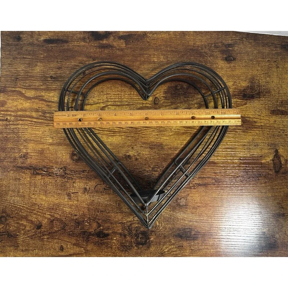 Vintage Black Metal Heart Wall Sconce Candle Holder - Rustic Romantic Home Decor
